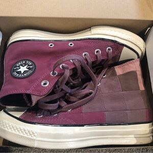 Like new CONVERSE unisex high top patchwork Chuck 70 Hi wine rose taupe women 6